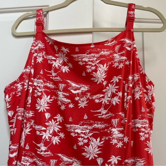 Old Navy Fit & Flare Tropical Print Lined Slit Adjustable Straps Maxi Dress - Picture 2 of 14